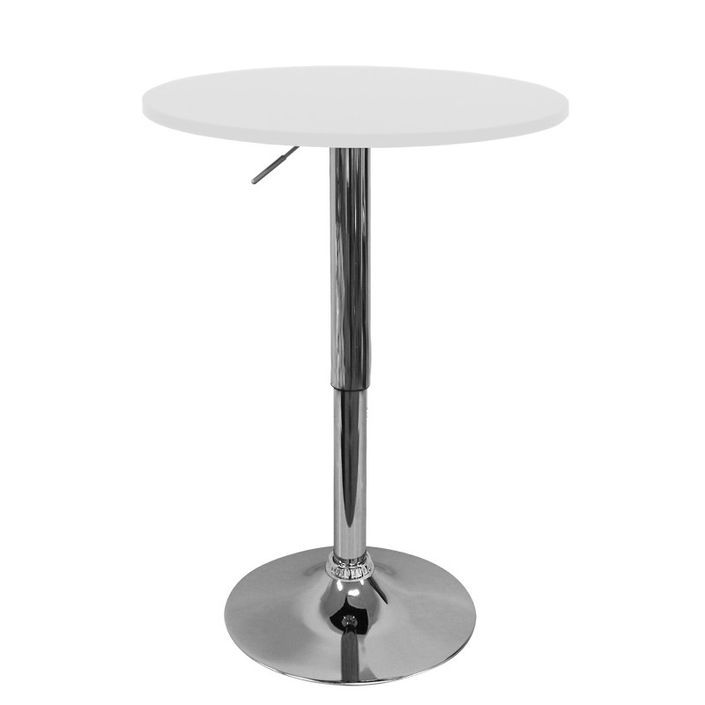 Table de bar ronde laquée blanc et acier chromé D60xH68/76 cm Kofy - Photo n°1