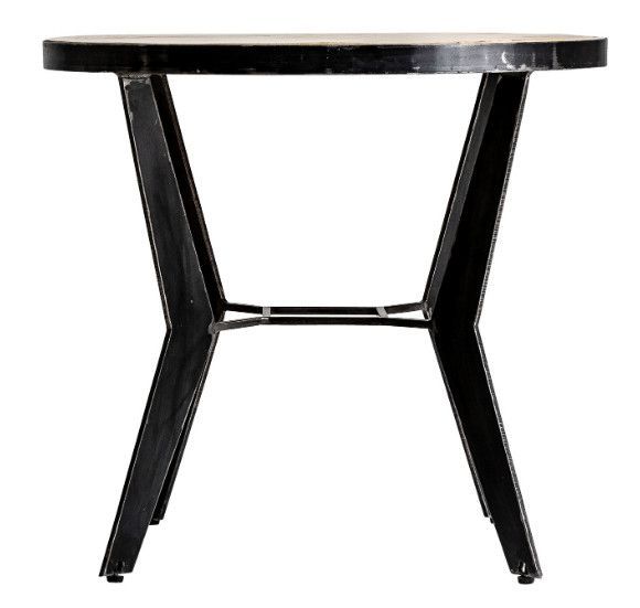 Table de bar ronde manguier massif clair et métal noir Waris - Photo n°2