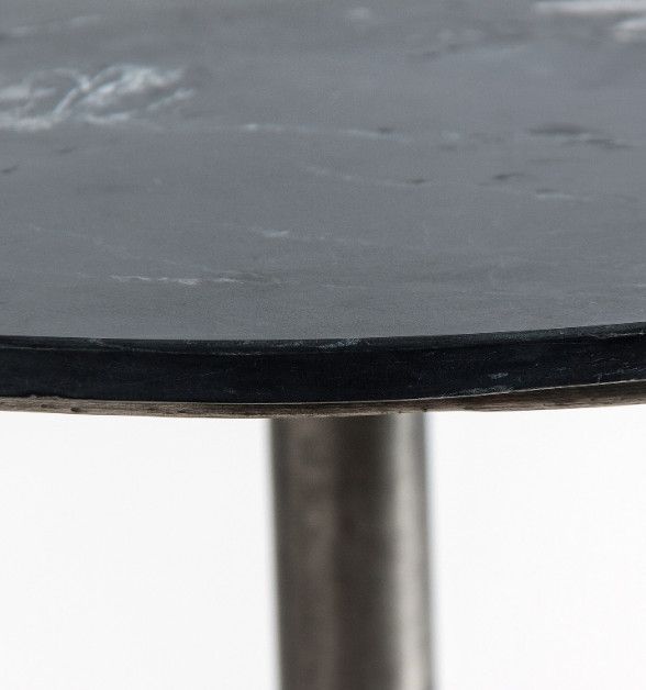 Table de bar ronde marbre noir et métal doré et noir Sacha - Photo n°3