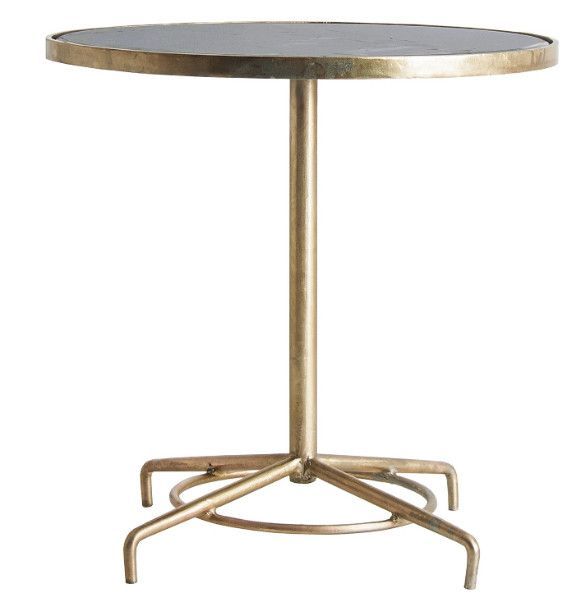 Table de bar ronde marbre noir et métal doré Anato H 61 cm - Photo n°1