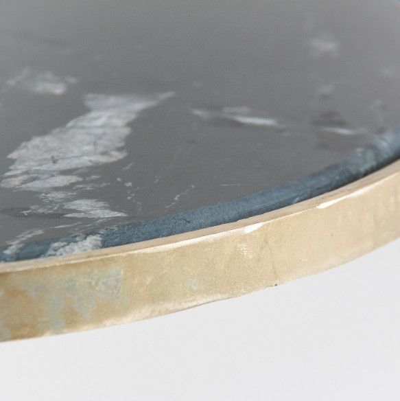 Table de bar ronde marbre noir et métal doré Anato H 61 cm - Photo n°3