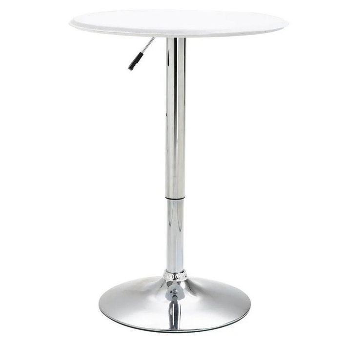Table de bar ronde PVC blanc et pieds métal chromé Otaro D 60 cm - Photo n°1