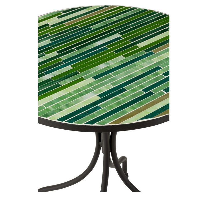 Table de bar verre à mosaïque vert et pieds métal noir Verde - Photo n°3