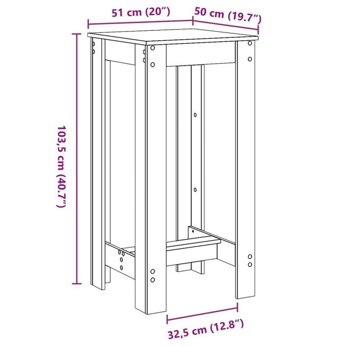 Table de bar vieux bois 51x50x103,5 cm bois d'ingénierie - Photo n°9