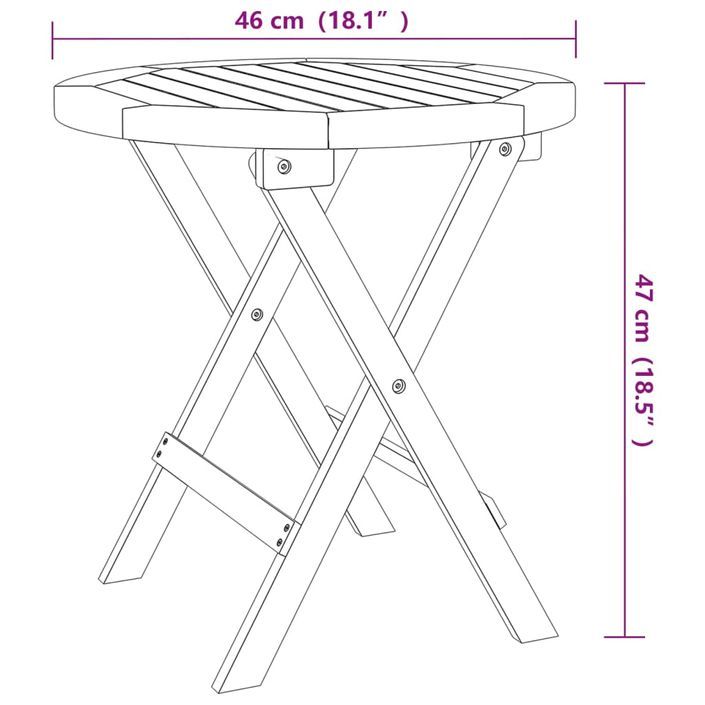 Table de bistro Ø46x47 cm Bois d'acacia massif - Photo n°6