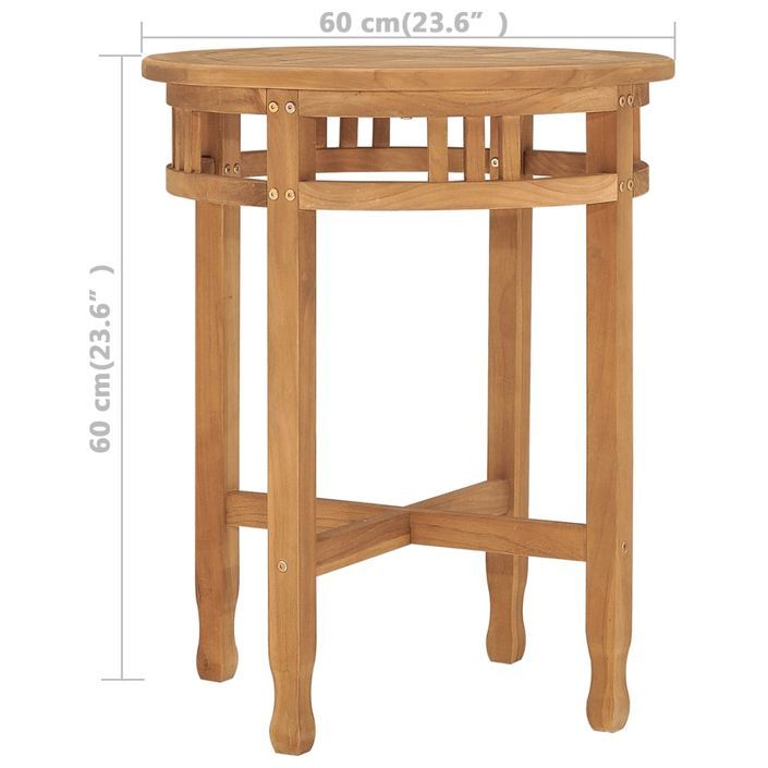 Table de bistro Ø60x60 cm Bois de teck solide - Photo n°6