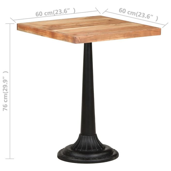 Table de bistro 60x60x76 cm Bois d'acacia massif - Photo n°7