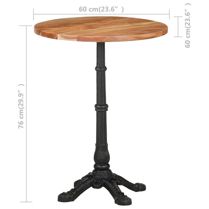 Table de bistro Ø60x76 cm Bois d'acacia massif - Photo n°7