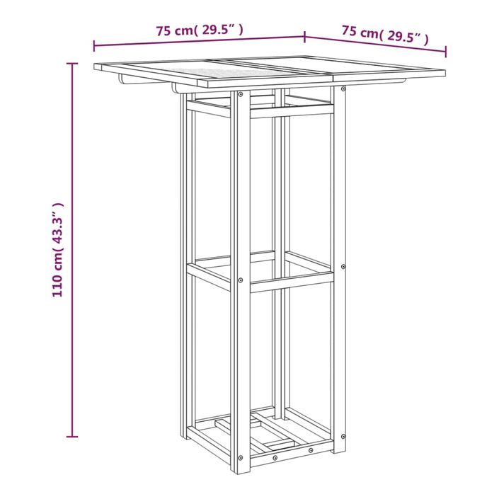 Table de bistro 75x75x110 cm Bois d'acacia massif - Photo n°8