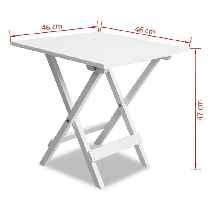 Table de bistro Blanc 46x46x47 cm Bois d'acacia massif - Photo n°5