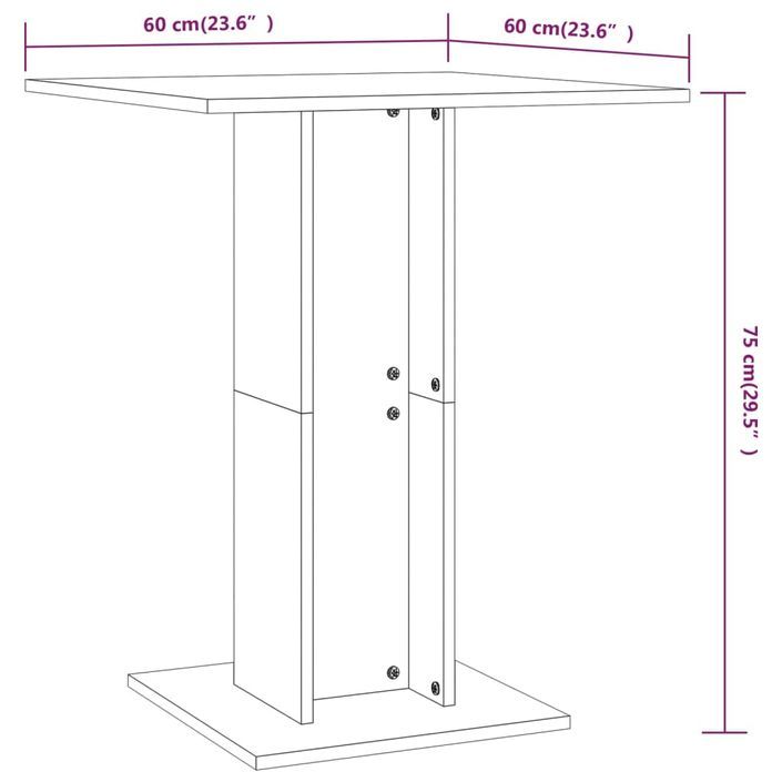 Table de bistro Chêne marron 60x60x75 cm Bois d'ingénierie - Photo n°6