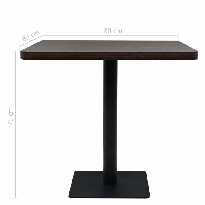 Table de bistro MDF et acier Carré 80 x 80 x 75 cm Frêne foncé - Photo n°6