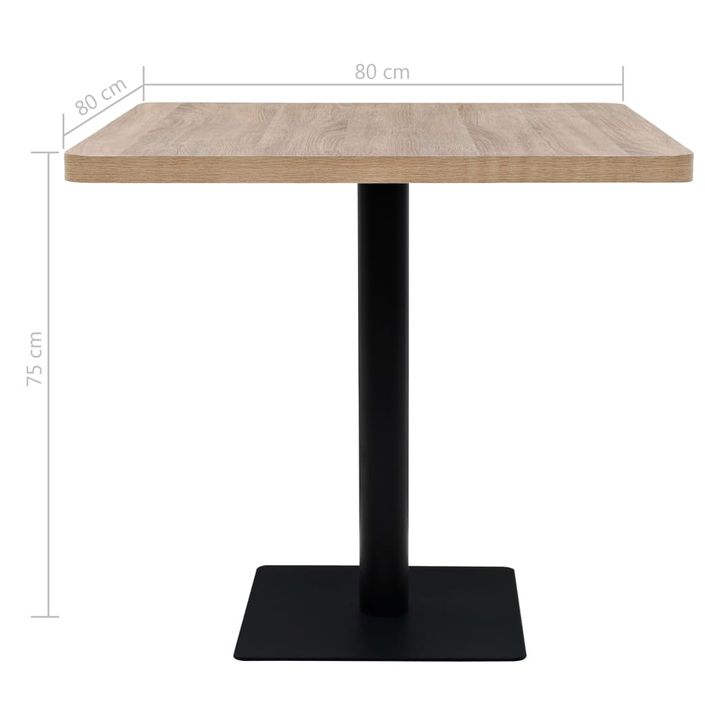 Table de bistro MDF et acier Carré 80x80x75 cm Couleur de chêne - Photo n°6