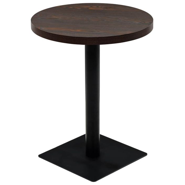 Table de bistro MDF et acier Rond 60 x 75 cm Frêne foncé - Photo n°1