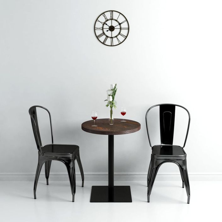 Table de bistro MDF et acier Rond 60 x 75 cm Frêne foncé - Photo n°2