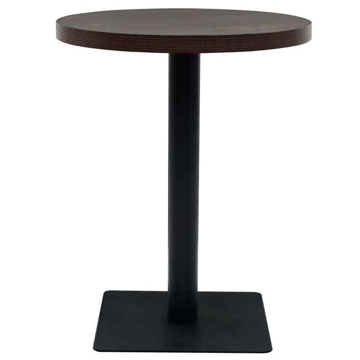 Table de bistro MDF et acier Rond 60 x 75 cm Frêne foncé - Photo n°3