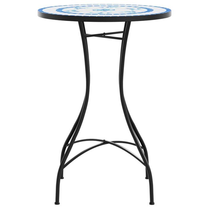 Table de bistro mosaïque bleu et blanc Ø50x70 cm céramique - Photo n°5