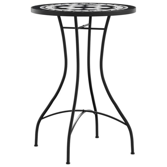 Table de bistro mosaïque noir et blanc Ø50x70 cm céramique - Photo n°4