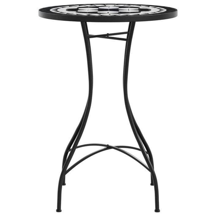 Table de bistro mosaïque noir et blanc Ø50x70 cm céramique - Photo n°5