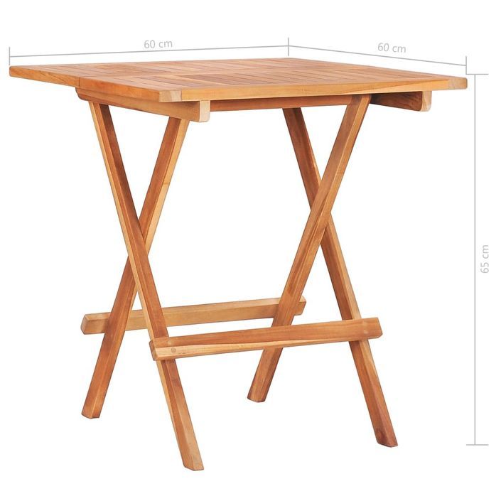 Table de bistro pliable 60x60x65 cm Bois de teck solide - Photo n°7