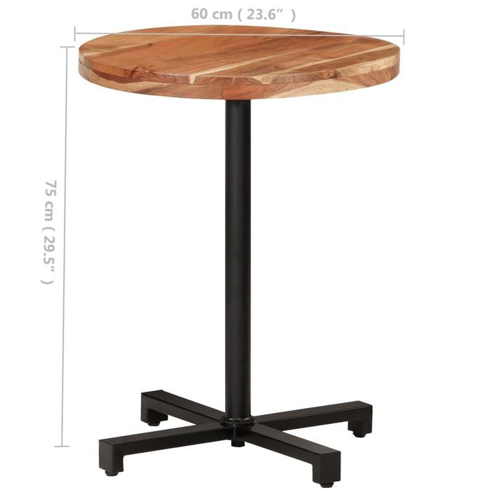 Table de bistro Ronde Ø60x75 cm Bois d'acacia massif - Photo n°6