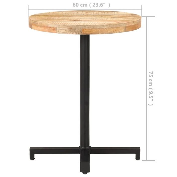 Table de bistro Ronde Ø60x75 cm Bois de manguier brut - Photo n°10