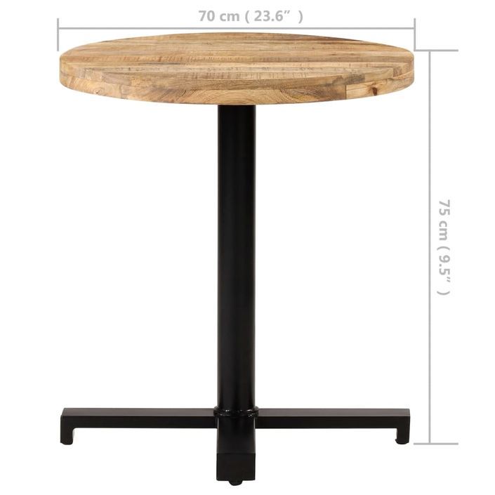 Table de bistro Ronde Ø70x75 cm Bois de manguier brut - Photo n°10