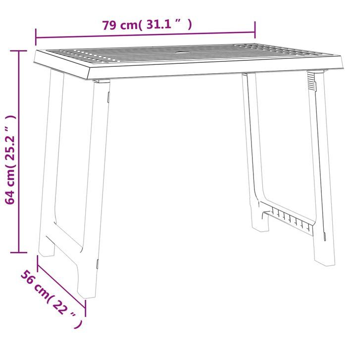 Table de camping anthracite 79x56x64 cm PP aspect de bois - Photo n°6