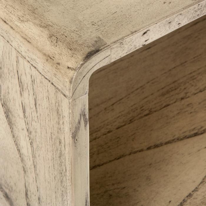 Table de chevet 1 niche bois massif grisé voilé Siana - Photo n°4