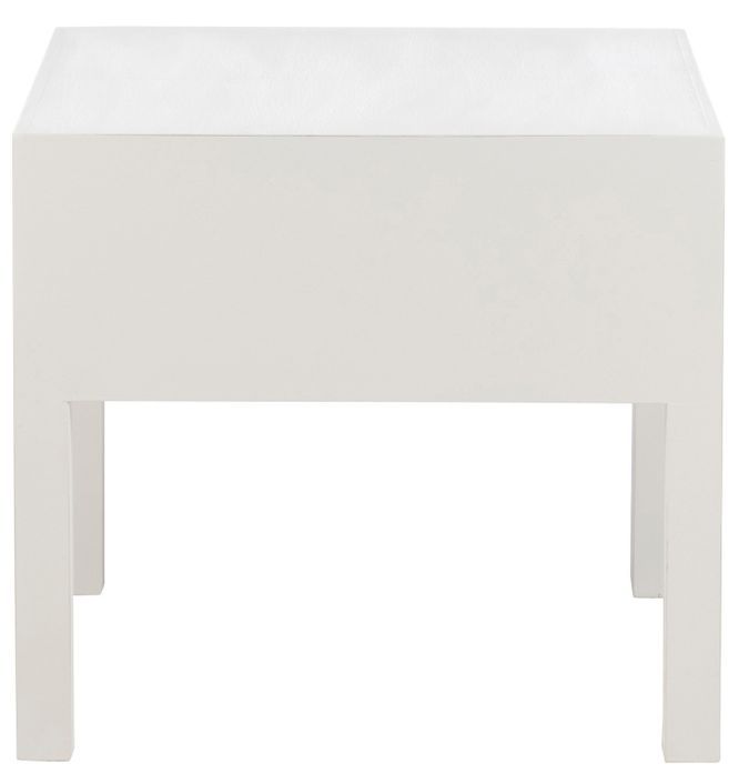 Table de chevet + 1 panier bois massif blanc Bilade L 50 cm - Photo n°4