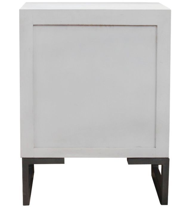 Table de chevet 1 porte et 1 tiroir bois blanc et métal noir Dias - Photo n°4