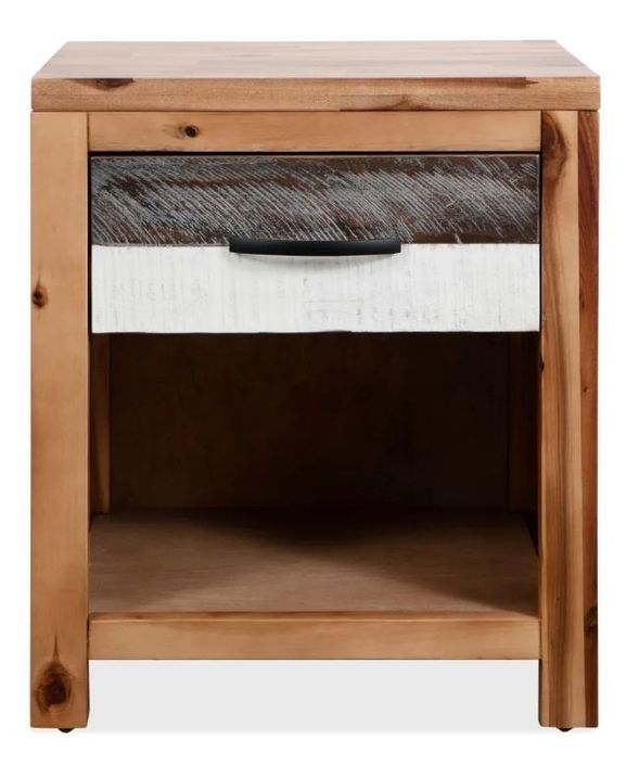 Table de chevet 1 tiroir 1 niche acacia massif laqué Boken - Photo n°2