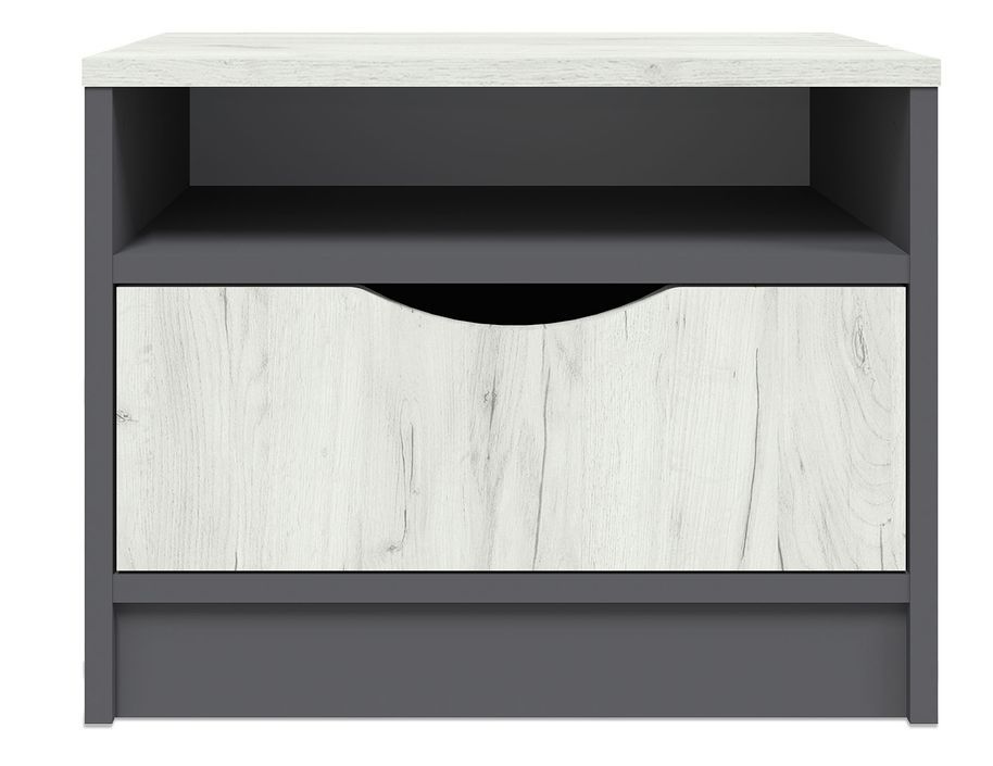 Table de chevet 1 tiroir 1 niche bois gris et blanc Arade - Photo n°1