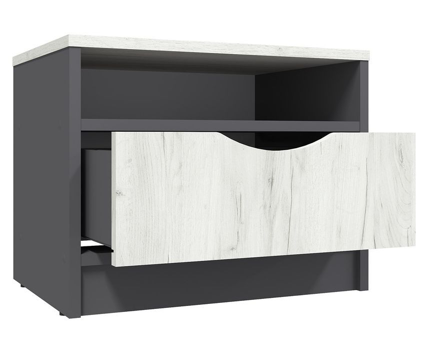 Table de chevet 1 tiroir 1 niche bois gris et blanc Arade - Photo n°2