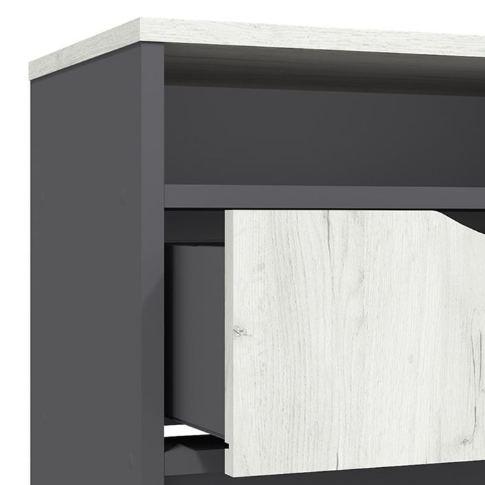 Table de chevet 1 tiroir 1 niche bois gris et blanc Arade - Photo n°3