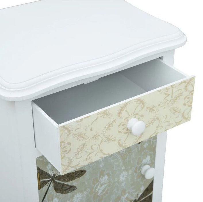 Table de chevet 1 tiroir 1 porte bois blanc et gris Tamba - Photo n°5