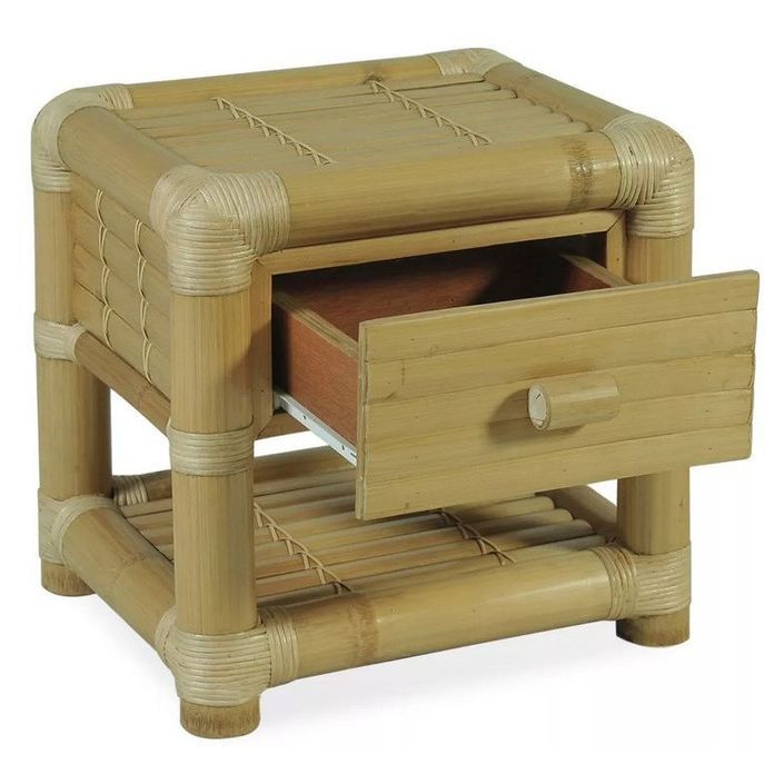 Table de chevet 1 tiroir bambou clair Woay - Photo n°2