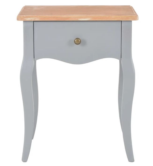 Table de chevet 1 tiroir bois clair et pin massif gris Dean - Photo n°2