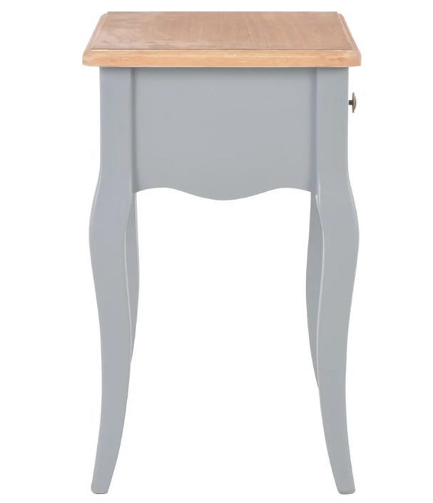 Table de chevet 1 tiroir bois clair et pin massif gris Dean - Photo n°4