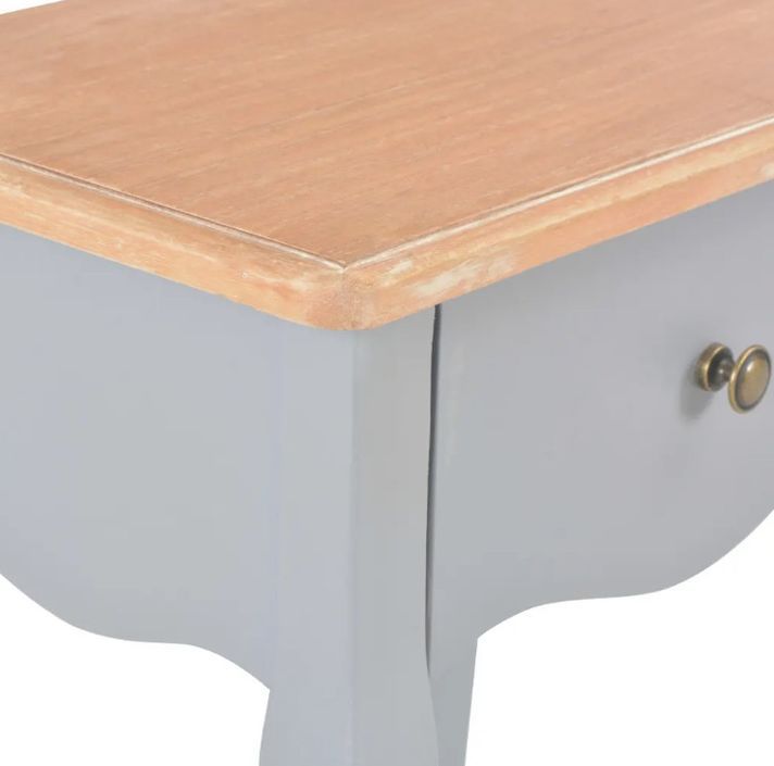 Table de chevet 1 tiroir bois clair et pin massif gris Dean - Photo n°7