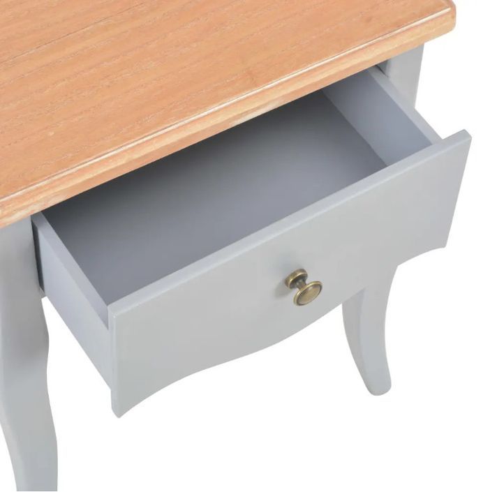 Table de chevet 1 tiroir bois clair et pin massif gris Dean - Photo n°8