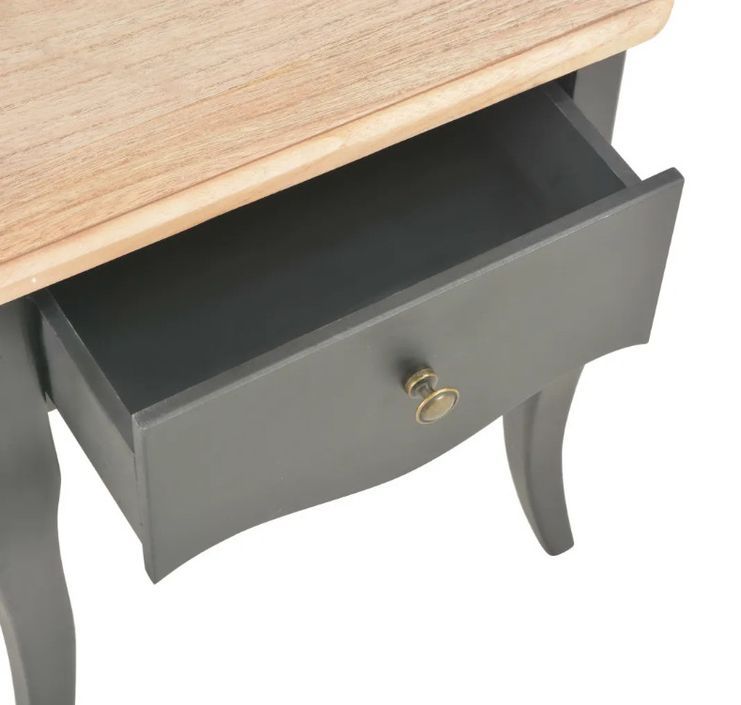 Table de chevet 1 tiroir bois clair et pin massif noir Dean - Photo n°8