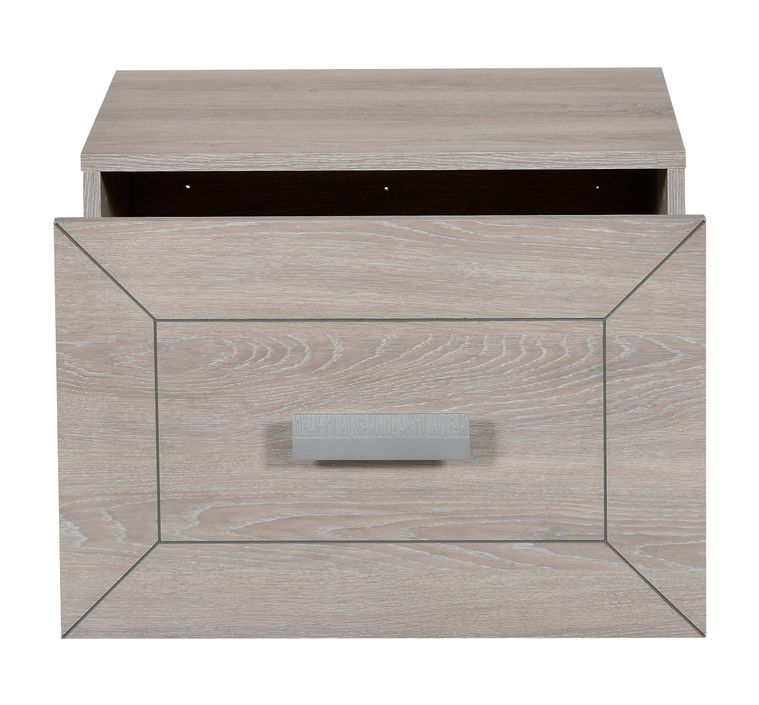 Table de chevet 1 tiroir bois de chêne grisé Lima - Photo n°3