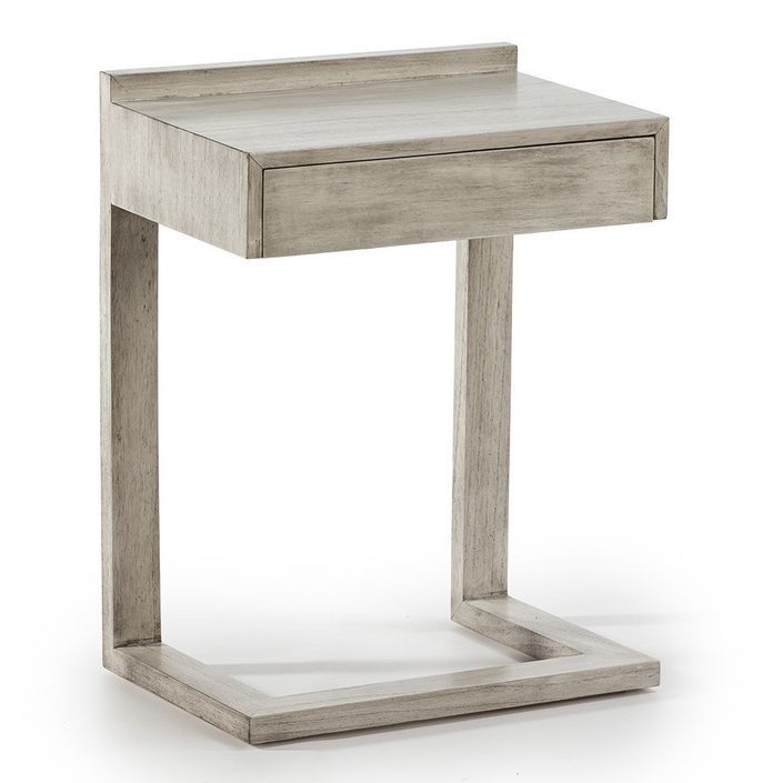 Table de chevet 1 tiroir bois massif grisé voilé Anie - Photo n°1