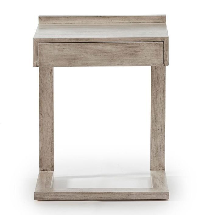 Table de chevet 1 tiroir bois massif grisé voilé Anie - Photo n°2