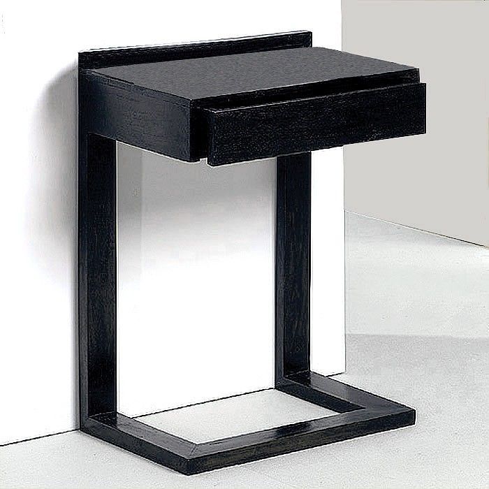 Table de chevet 1 tiroir bois massif peint noir Anie - Photo n°1