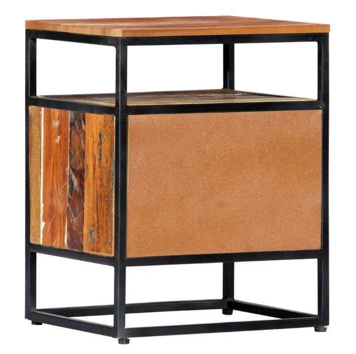 Table de chevet 1 tiroir bois massif recyclé et métal noir Cloust - Photo n°4