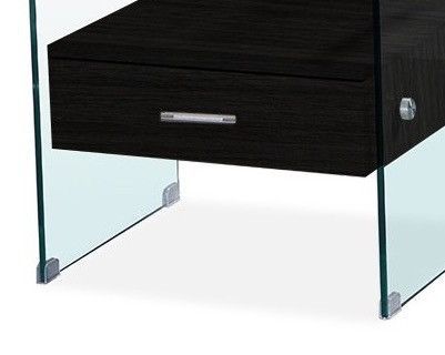 Table de chevet 1 tiroir verre et bois noir Sella - Lot de 2 - Photo n°3