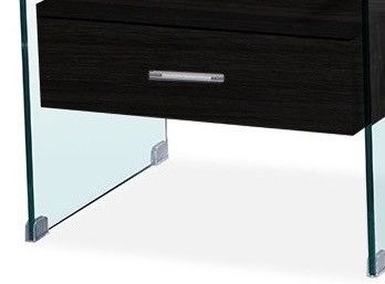 Table de chevet 1 tiroir verre et noir Sella - Photo n°2
