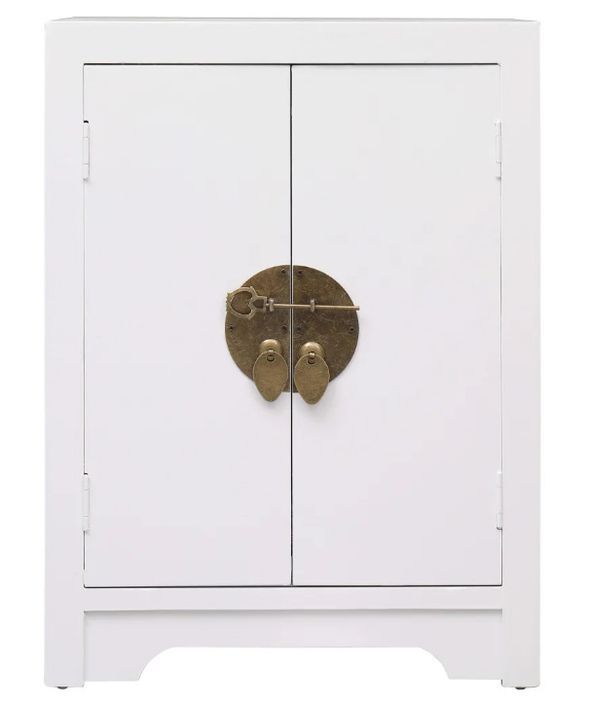 Table de chevet 2 portes paulownia blanc Firae - Photo n°3